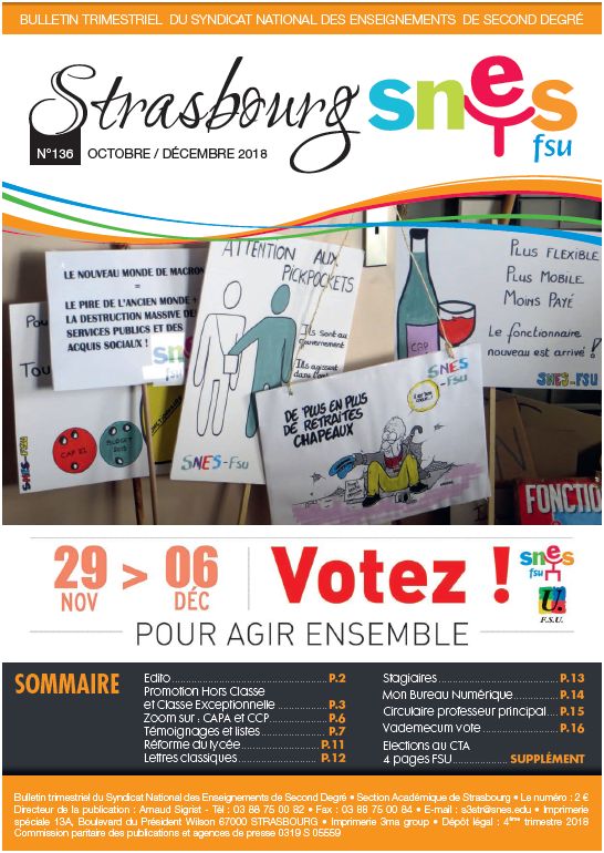 Strasbourg SNES n°136 - Spécial élections professionnelles