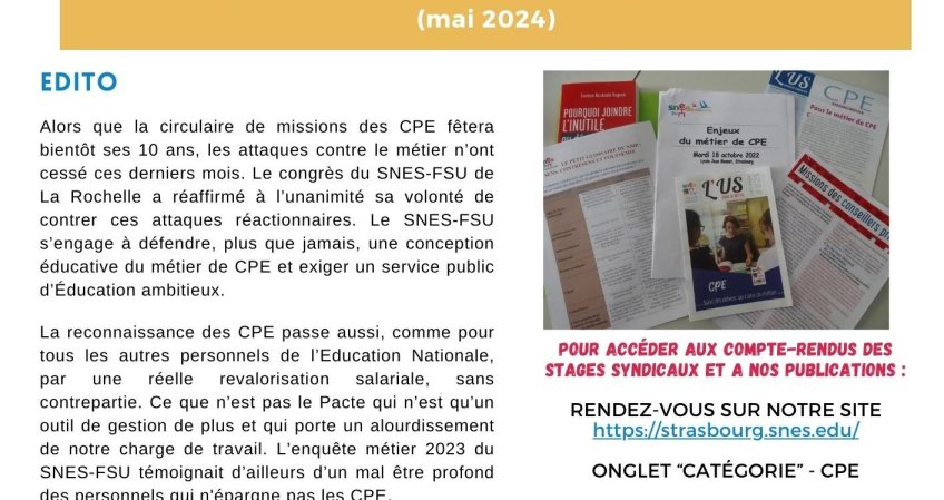 Publication CPE du SNES-FSU Strasbourg